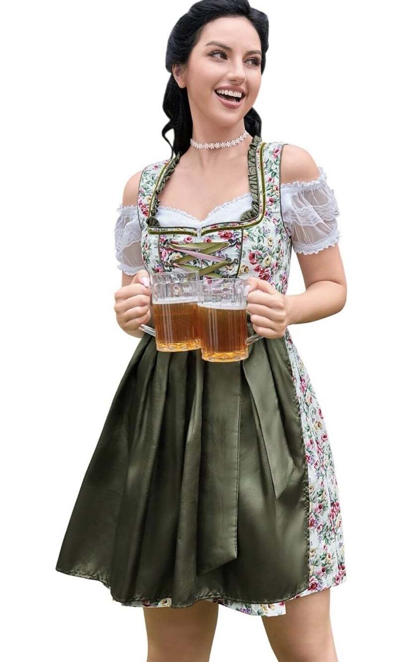 Women’s Small Floral Oktoberfest Dirndl German Beer Maid Halloween Costume